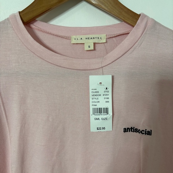 L.A. Hearts Antisocial Pink Stretchy T-Shirt – Women’s Small - Picture 3 of 3